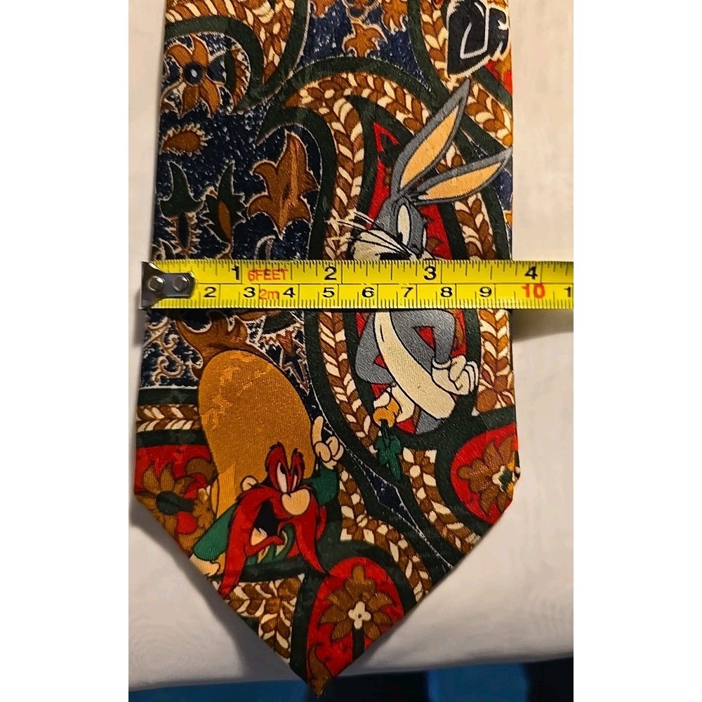 Vintage 1993 Looney Tunes Mania Men's Tie Taz Bugs Bunny Daffy GUC - Picture 6 of 6